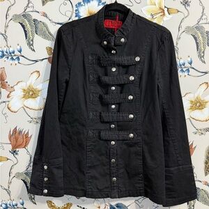 Tripp NYC Military Style Jacket Coat Mens Siz XL Black Denim Gothic Punk
